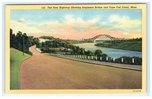 Vintage Cape Cod Kanal Sagamore Brücke Lithographie Postkarte 152 - Bild 1 von 2