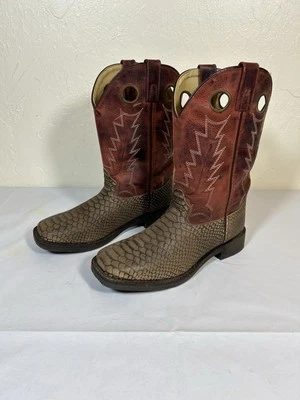 Bota Occidental Smoky Mountain Juvenil Estampado Víbora Puntera Cuadrada 3072Y Roja/Marrón Talla 5Y Foto 1 de 4
