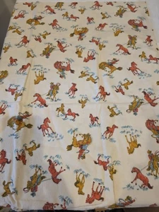 VTG 1950s Western Flannel Fabric Cowboys Bucking Bronco Horses 2 Yds 36" wide - Picture 1 of 6