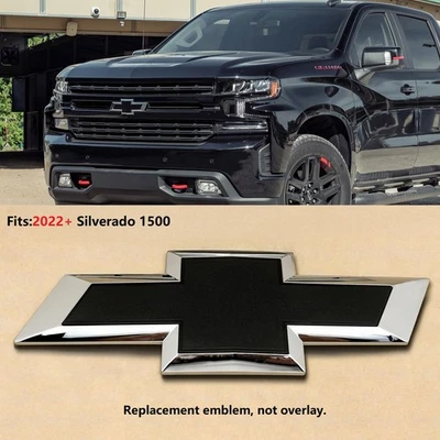 2022+ Emblema de pajarita de parrilla delantera para Chevrolet Silverado 1500 cromo negro Foto 1 de 4