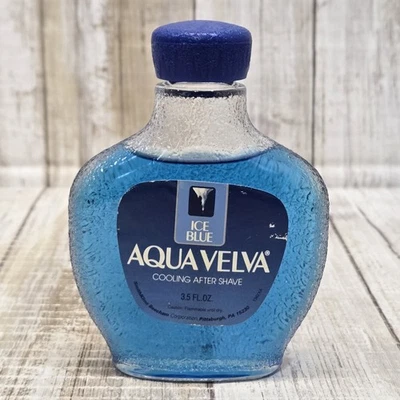 Aqua Velva azul hielo enfriamiento después del afeitado 3,5 OZ vidrio texturizado Beecham de colección raro  Foto 1 de 4