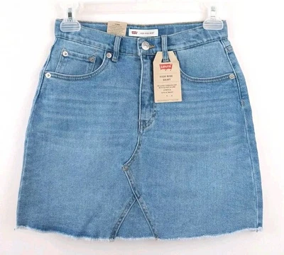 Falda vaquera elástica de tiro alto Levi’s Girls 16 línea A dobladillo crudo cintura ajustable  Foto 1 de 4