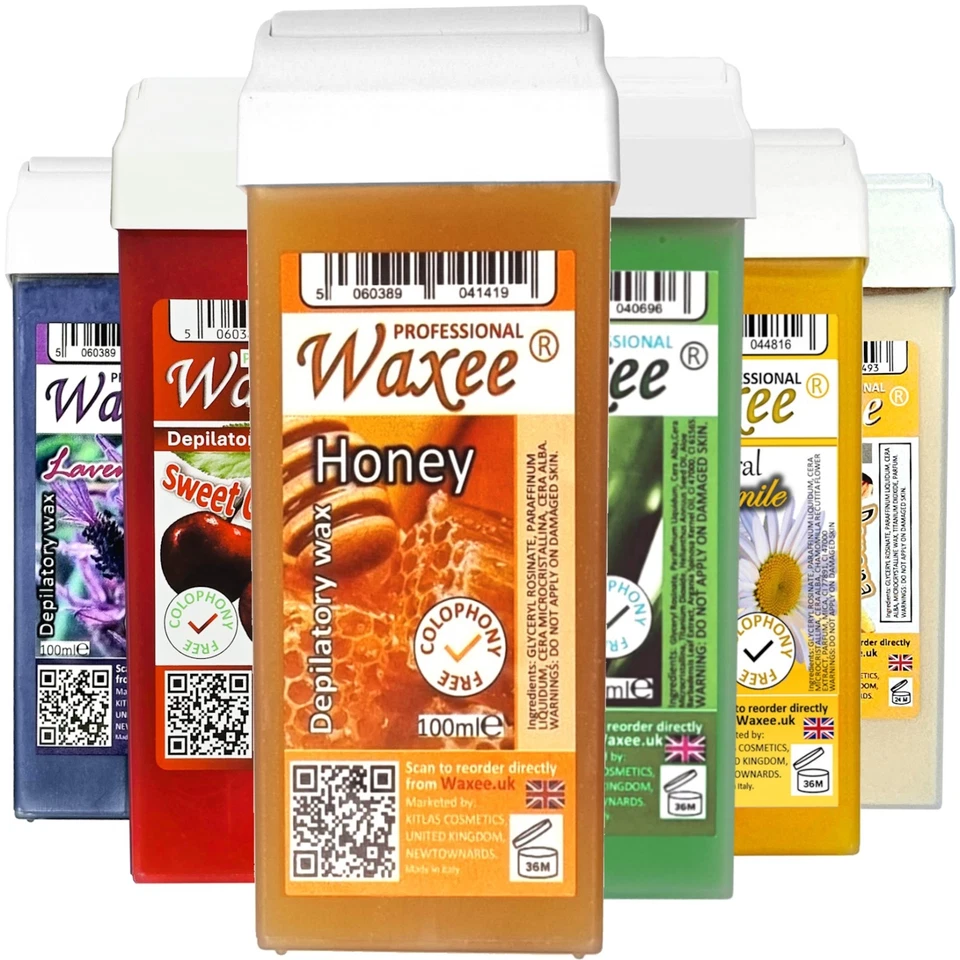 WAXEE 6 x Roll on Wachskartusche 100ml Roller WACHSEE Professionelle Haarentfernung HEISS