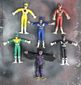 Lotto Figurine Vintage 1994 Mighty Morphin Power Rangers Pieghevoli Bendy Bend Em - Foto 1 di 6