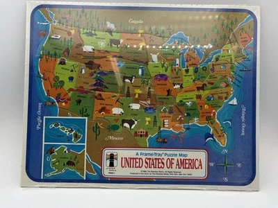 Vintage 1968 Rainbow Works United States of America Frame-Tray Puzzle New - Image 1 of 4