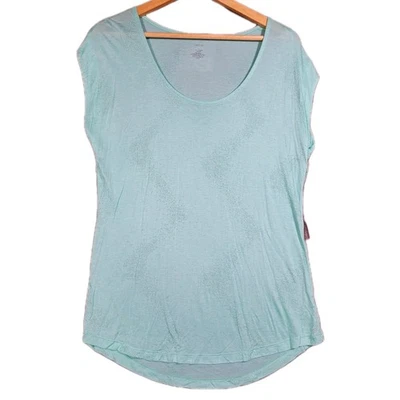 *NWT JENNIFER LOPEZ Top Women's Medium Studded Burnout Shine Tee Shortsleeve - Image 1 of 4