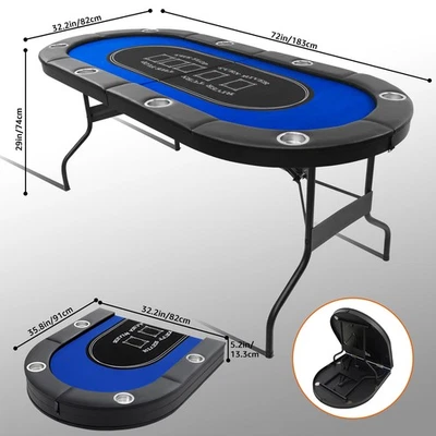 Mesa de Poker para 8 Jugadores, 72" Plegable con Brazos Acolchados y Portavasos Hogar Foto 1 de 4