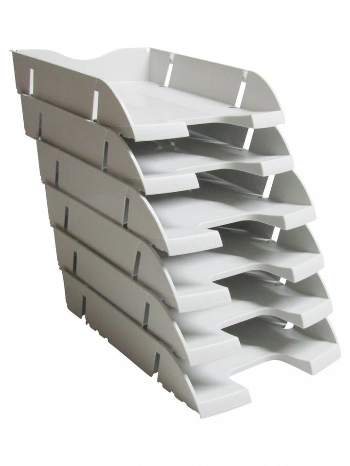 Briefablage lichtgrau  6 Stück A4-C4 stapelbar PET Dokumentenablage Schreibtisch - Bild 1 von 1