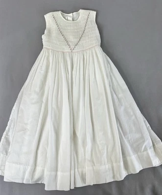 Strasburg Dress White Smocked Sleeveless Bullion Embroidery Portrait Vacation 5Y - Image 1 of 4