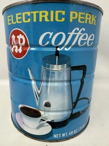 Vintage A & P Metal Coffee Can Tin Electric Perk 3 lb NO LID Blue - Picture 1 of 10
