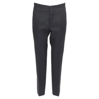 Lanvin Wool Blend Crepe Concealed Fly Tapered Trousers Men Grey Size 44 - Image 1 of 4