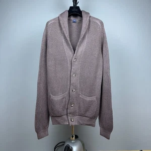 Cardigan uomo Fedeli beige-marrone a costine maglia lana merino collo scialle - Taglia 56 - Foto 1 di 13