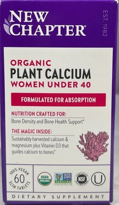 New Chapter Organic Plant Calcium Women Under 40, 60 Tablets - EXP: 2/27 - Image 1 of 2