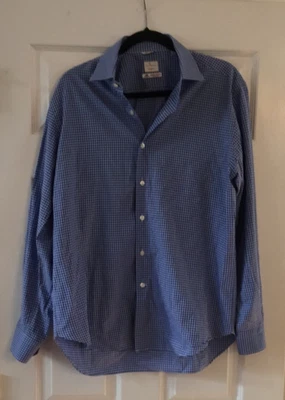 Рубашка мужская Culturata Thomas Mason L синяя клетчатая покрой с вырезом воротник платье - Изображение 1 из 4