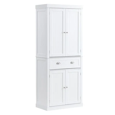 VEVOR 72" Kitchen Pantry Storage Tall Cabinet 4 Doors 3 Adjustable Shelves - Image 1 of 4