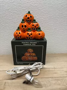 Vintage 1991 Ceramic Pumpkin Pile Halloween Lighted Figurine - Picture 1 of 12