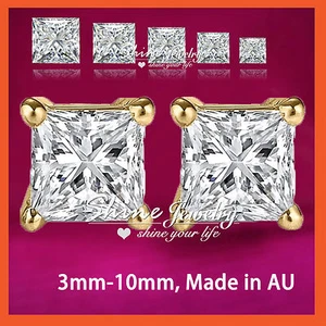 9K GOLD GF SIMULATED DIAMOND MENS LADY KID SOLID SQUARE STUD EARRINGS XMAS GIFT - Bild 1 von 5