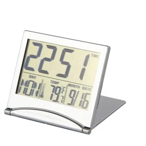 Digital Travel Alarm Clock Foldable Temperature LCD Clock Compact Desk Timer New - Picture 1 of 22