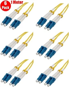 6 Lot 1M LC UPC to LC UPC Single-Mode 9/125 Fiber Optic Patch Cable  1 Meter 3Ft - Picture 1 of 1