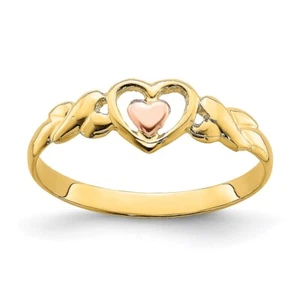 14k Two-tone Gold Polished Heart Ring Size 7 for Women 1.15 gram - Picture 1 of 6