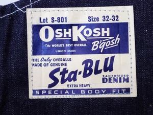 Vtg 1930s WWII OSHKOSH B'GOSH Sta-Blu S-801 Overalls 32-32 UNION MADE Deadstock - Picture 1 of 24
