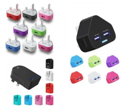 Universal Fast Single OR Dual Folding 2 Port USB Charger Mains Wall Plug Adapter - Image 1 of 4