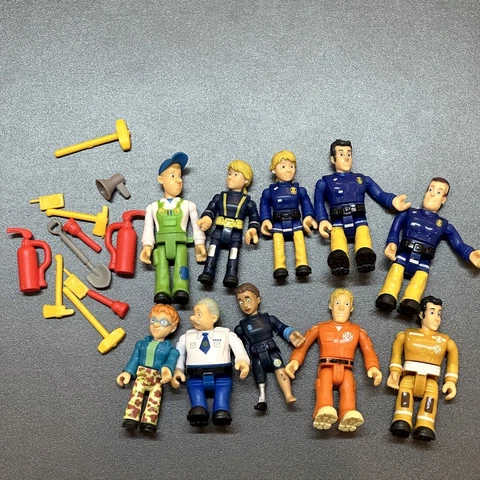 Lot 10Pcs Fireman Sam Action Figures Firefighter Saving Team Doll & Accessories Cover