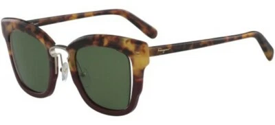 NUEVO CON ETIQUETAS Salvatore Ferragamo SF886s 207 HAVANA/BURDEOS MUJER CUADRADAS Gafas de sol 48 mm Foto 1 de 2