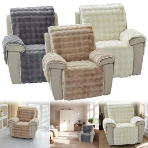 Plush Recliner Cover Washable Plush Sofa Cushion Chair Couch Cover Winter Padded - Picture 1 of 14