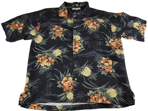 Camicia da campeggio Tommy Bahama uomo grande seta manica corta con bottoni floreale ananas - Foto 1 di 6