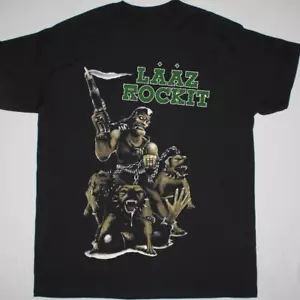 T-shirt unisex vintage Laaz Rockit band nera tutte le taglie S-5Xl 1U254 - Foto 1 di 3