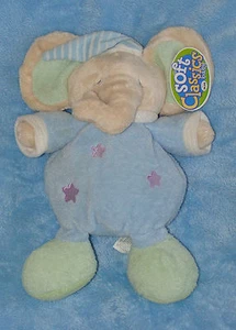 Soft Classice Plush Elephant Baby Rattle Blue Green Star Stuffed Toy 11" - Picture 1 of 2