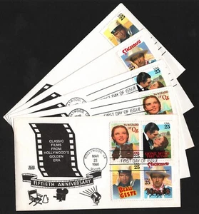 OPC 1990 Classic Films FDC Set di 5 Sc#2445-8 Glen Cachet 44094 - Foto 1 di 4