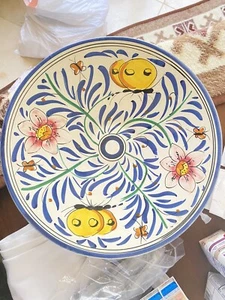 Piatto Ceramica Vintage IL Ponte Made in Italy Dipinto a Mano Fiori Per Servire Piatto - Foto 1 di 2