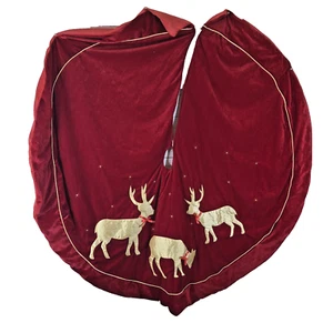St. Nicks Choice roter Samt Baum Rock mit 3 Gold gesteppten Rentieren gefüttert Rücken 53" - Bild 1 von 6