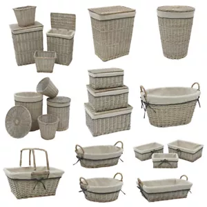 JVL Arianna Storage Grey Wash Willow Baskets - Picture 1 of 84