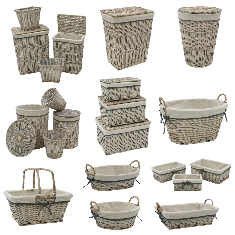 JVL Arianna Storage Grey Wash Willow Baskets - Image 1 of 1