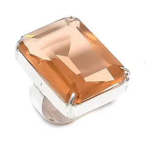 Anillo de joyería de plata de ley 925 con piedras preciosas de morganita natural tamaño 6,5 regalo a882 - Imagen 1 de 7