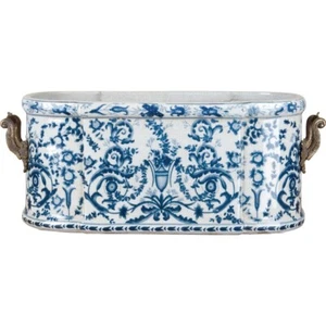 XL Blue & White Chinoiserie Foot Bath Cachepot Planter 22"L - Picture 1 of 6