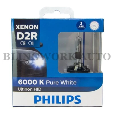 (PAIR) PHILIPS D2R Ultinon Xenon HID 6000K Pure White Headlight Bulb for BNR34 - Image 1 of 4