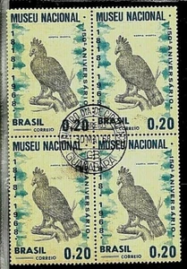 #1006 BRASIL BRAZIL1968 FAUNA BIRD BLOC x4 FIRST DAY SPECIAL POSTMARK - Picture 1 of 1