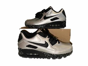 Nike Air Max 90/UK Größe 5/Custom Nike ID SILVER BLACK WHITE DOTS Unikat NEU 2018 - Bild 1 von 18