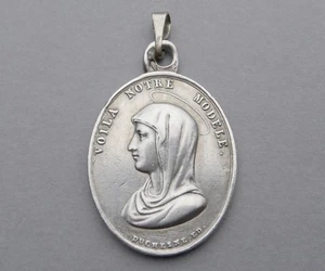 French, Antique Religious Sterling Pendant. Saint Virgin Mary. By Duchesne. - Picture 1 of 2