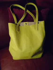 GiGi New York yellow embossed leather tote NWOT made in USA - Picture 1 of 9