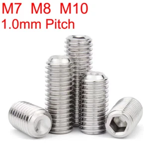 M7 M8 M10 304 Stainless Fine Pitch Allen Screw Grub Headless Concave End Bolt - Picture 1 of 2