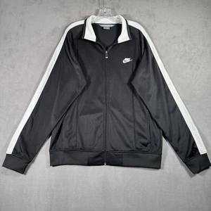 Giacca Nike Track Vintage Uomo XL Nero Bianco Righe Braccio Full Zip Tasche Active Y2K - Foto 1 di 10