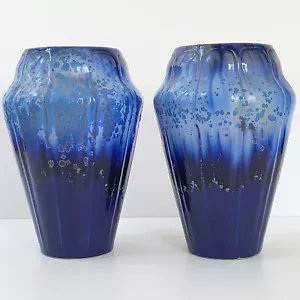VINTAGE 1920 1930 1930 VINTAGE PAIR OF FRENCH CERAMIC ART DECO VASES - Picture 1 of 12