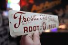RARE 1950s FROSTIE OLD FASHION ROOT BEER STAMPED PAINTED METAL SIGN SODA POP ELF