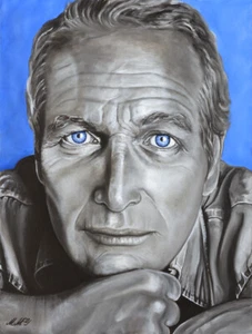 🔵 Paul Newman | New Original Oil Painting Famous Actor Portrait Art Decor - Picture 1 of 8
