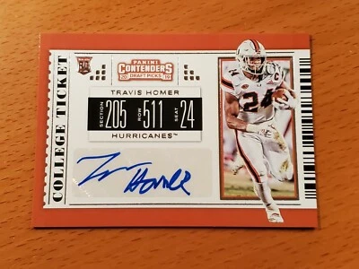 2019 Contenders Draft #276 Travis Homer Miami Seahawks Rookie RB Auto N - Image 1 of 2